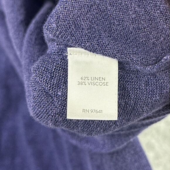 J Jill Linen Blend Tunic Top Womens M Purple Long Side Slits Knit Coastal Boho - Picture 12 of 13